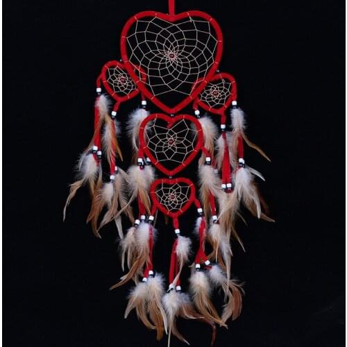 2018 New Five-ring Wind Chime Ornaments Creative Peach Heart Dream Catcher Home Decoration Bedroom Living Room Wall Hanging