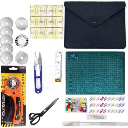 Cloth Cutting Knife Sewing Kit Set Clothing Sewing Tools Hand Cutting Knife Combination Cutting Board Patchwork Ruler