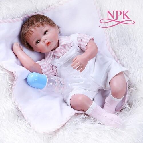 NPK 50CM lifelike detailed hand paint reborn baby boy realistic baby hand rooted hair collectible doll Christmas Gift