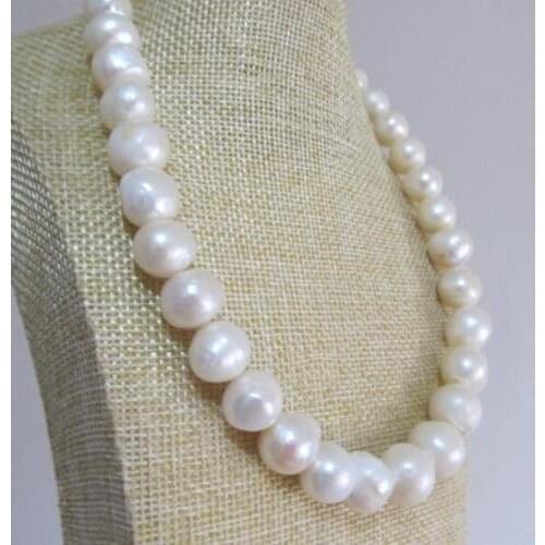 Huge 12-14mm nature south sea white baroque pearl necklace 18inch