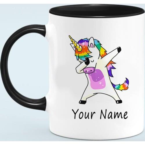 Personalised Coffee Mugs Custom Printed 11oz Ceramic Funny Unicorn Tea Coffee Mugs Cup Gift Name Text Cups Drop Shipping