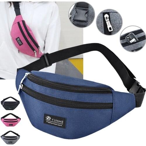 Waist Bag Women Three Zipper Pocket Fashion Men Female Belt Bag Chest Handbag Unisex Ladies Pink Waist Pack Belly Bags Purse