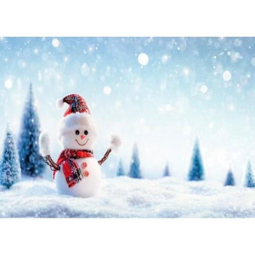 Christmas Trees Snowman Flare Bokeh Photo Backdrop Vinyl Cloth Backgrounds for Baby Children Home Party Photography Photophone