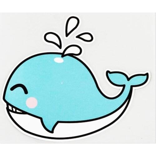 Cute Whale Spit Water Style Car Sticker Pvc Personality Auto Decorative Waterproof Accessories Colorful Decal 15cm*13cm