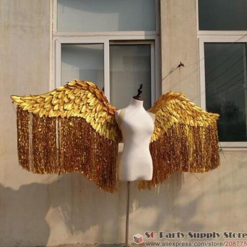 Bling Shinny Large Size Beautiful Silve Gold Angel Feather Wings T-stage Model Catwalk Shows props Party Performance Cosplay