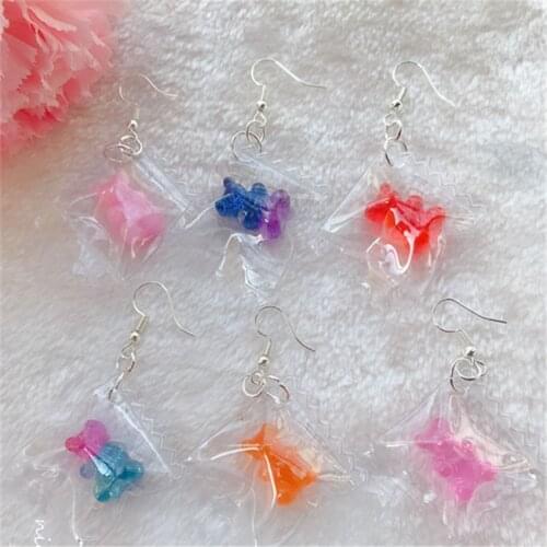 Cute Candy with bear sugar New design stylish drop earrings for women girls elegant Adorable Funny fashion jewelry Earrings