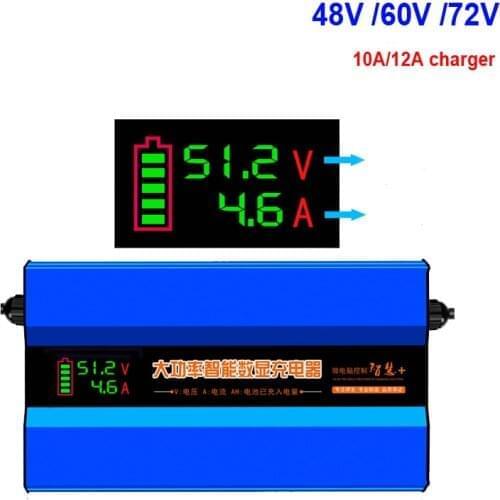 48V 10A 12A charger lead acid battery 60V 72V 10A 12A with Digital Display battery charger 72v 10A lead acid battery charger