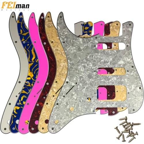 Pleroo Left Handed pickguards 11 Screw Holes for Standard St Stratocaster HSS Guitar Scratch Plate Guitar parts 100% brand new