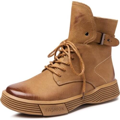 Women shoes 2021 boots women Genuine Leather Flat with Spring/Autumn