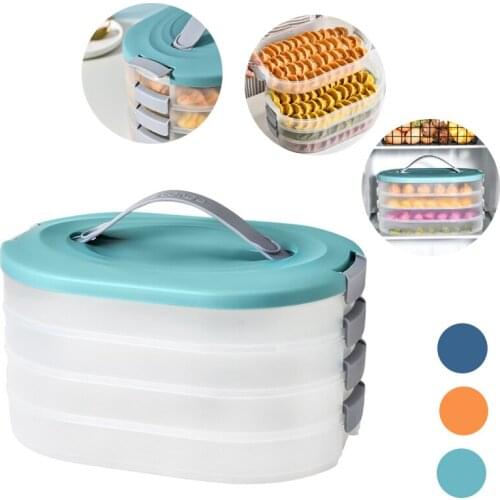 1Pc 4 Layers Dumpling Box Refrigerator Fresh Keeping Holder Stackable Food Container Transparent Plastic Storage Case with Lid