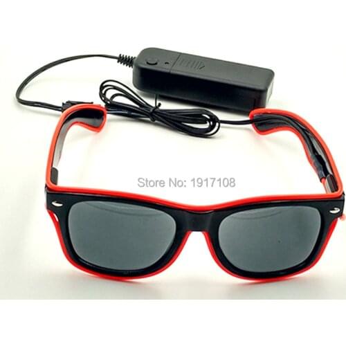 10 Color Choice Flashing EL Wire LED Neon Lighting Luminous sunglasses Glowing EL Glasses Festival Gift For Party decoration