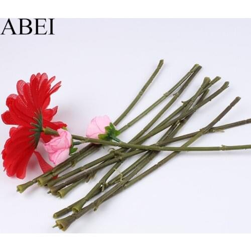 10pcs/lot Artificial Plastic flower Branch DIY floral arrangement Green Rose Stem for Wedding Home Decoration