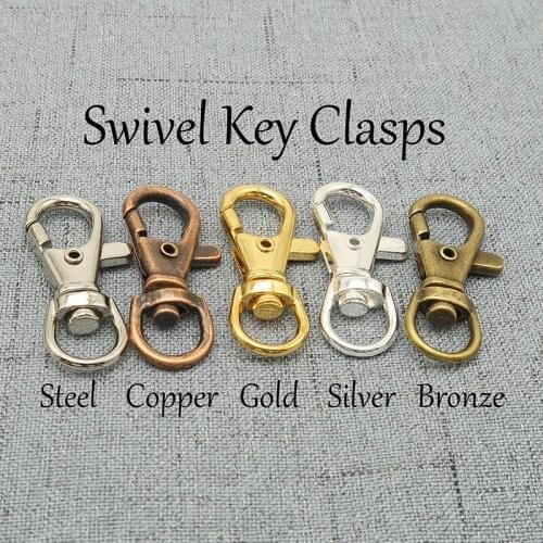 100 x Swivel Key Clips, Swivel Clip Hook Key Clasp Keychain Supplies - Silver Plated/Brozne/Copper/Steel for Key Chain Making