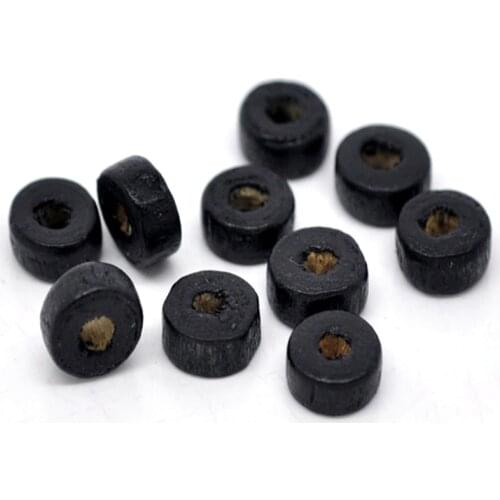 1000 PCs Doreen Box Rondelle Wooden Spacer Beads Wood Black Color For DIY Jewelry Making Accessories , 8mm Dia., Hole:2.6mm