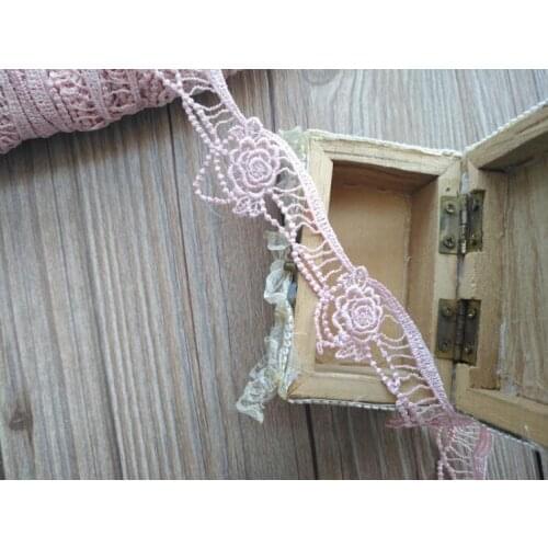 2 Yards Pink Flower High Quality Water Soluble Soluble Lace Embroidery Lace DIY Manual Material 4.5cm