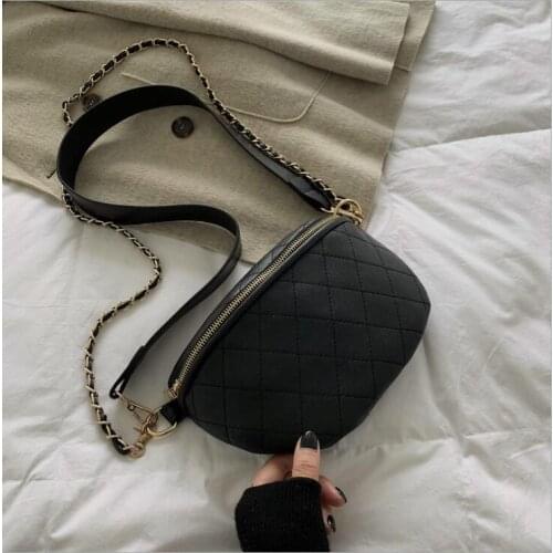 2020 New Fashion Women Ladies PU Waist Packs Simple Girls Teenage PU Leather Zipper Shoulder Bags Chest Bag