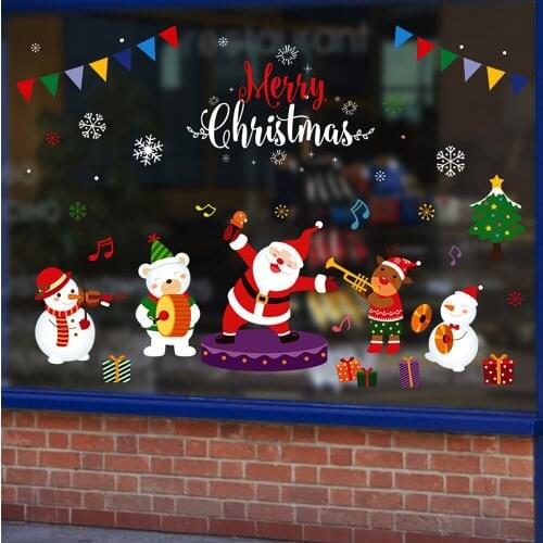 2021 Christmas Stcikers New Year Window Decoration Santa Claus Home Decor PVC Vinyl Wall Decals Fashion House Wall Decoration