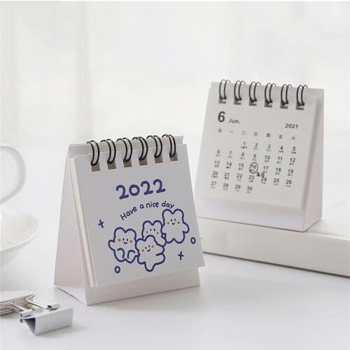 2022 Cute Creative Mini Desk Calendar Daily Schedule Table Planner Yearly Agenda Organizer Coil Calendar Office School Supplies