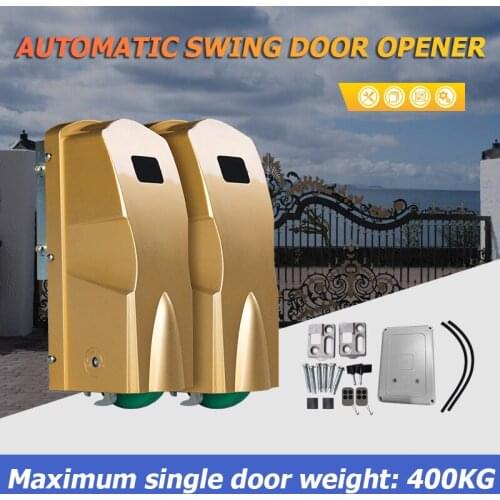 400KG Heavy Duty Wheel Type Automatic Swing Gate Opener Dual Swing Gate Electric Remote and Wifi Control Obtuse Angle Closer