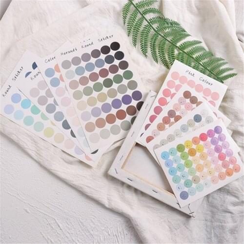 5 Sheets Morandi color Round Dot Stickers multifunctional Decorative Kawaii Sticker DIY Diary Album Label Stationery Scrapbook