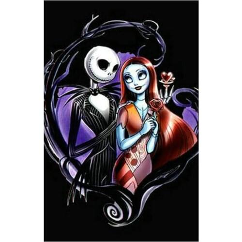 5d diamond painting jack and sally full square skull 3d diy diamond embroidery full round cross stitch mosaic home decor sticker