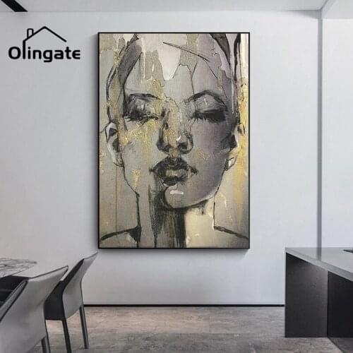 Abstract Face Black Canvas Posters Modern Female Portrait Canvas Painting One Piece Wall Art Home Decor for Living Drawing Room