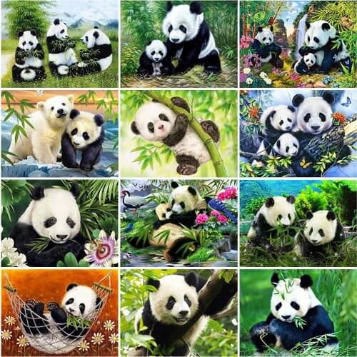 DIY 5D Diamond Painting Panda Diamond Embroidery Animal Cross Stitch Mosaic Rhinestones Full Round Drill Manual Gift Home Decor