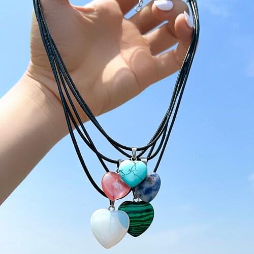 Aprilwell 5 Pcs Colorful Heart Pendant Necklaces Sets For Women Y2k Charm Jewelry Aesthetic Black Collar Streetwear Gift E Girl