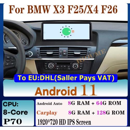 10.25" 8Core CPU 8G+128G Android 10 Car Multimedia Player for BMW X3 F25 X4 F26 2011-2018 Auto Radio GPS Stereo CarPlay Audio