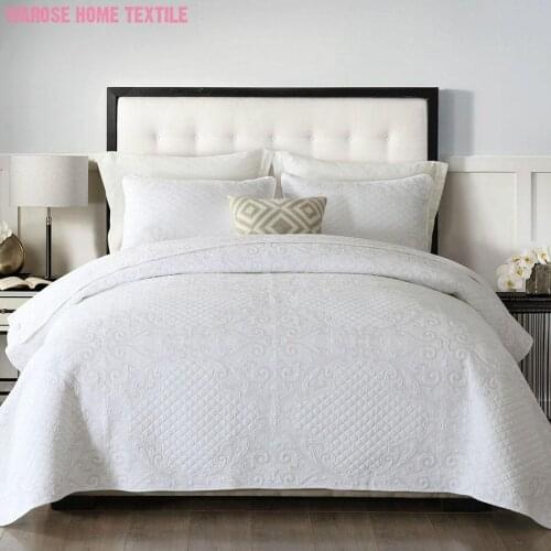 White Diamond Quilted Cotton Bedspread Pillow shams Soft and Comfy Bedding Quilt Reversible Coverlet Bed spread Queen King size