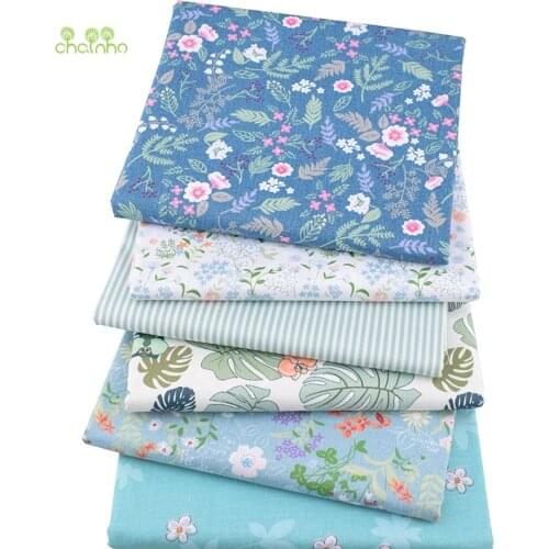 Chainho,6pcs/Lot,Green Floral,Print Twill Cotton Fabric,Patchwork Cloth,DIY Sewing&Quilting Fat Quarters Material For Baby&Child