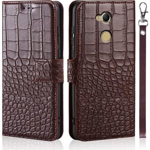 Phone Case for Sony Xperia XA2 Ultra SM22 Case Wallet Crocodile Texture Leather Book Design Phone Coque Capa With Strap Card