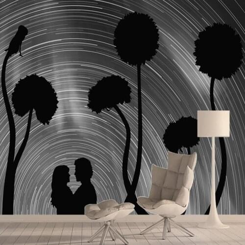 Black Grey Background Dandelion Lover Romantic Cafe Bar Decor Wall Papers 3d Wallpapers for Living Room Vinyl PVC Murals Roll