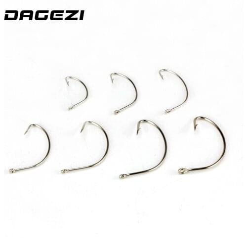 DAGEZI New 100pcs/lot black High quality Steel Fishing Hooks 7 Sizes super big black barbed bass hook