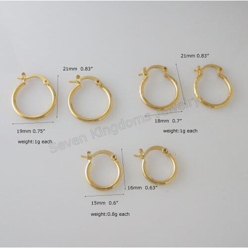 Foromance/ CUTE PLAIN CARVED THREE STYLES - YELLOW GOLD GP FILLED HUGGIE HOOP 0.83"/ 0.63" EARRING