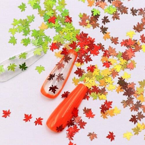 Maple Leaf Shape 4MM Sequins Holographic Sequins Nail Art Glitter Flakes Shape Design Body Art Nail Gel Polish Decoration 10ml
