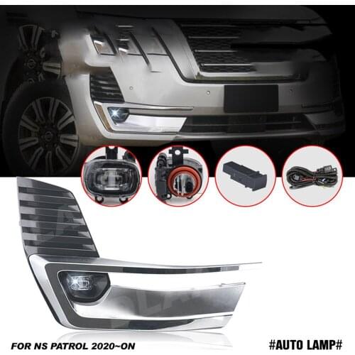 JanDeNing For Nissan Patrol 2020 2021 Clear LED Fog Lights Lamps Kit Switch+Harness assembly kit (one Pair)