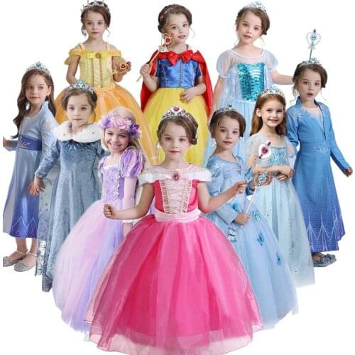 Princess Beauty Dress Kid Birthday Party Dress Halloween Princess Cosplay Costume Carnival Roleplay Frocks For Baby Girls Dress