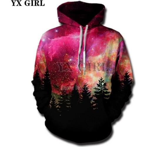 Colorful galaxy hoodies 2018 New Fashion 3d Sweatshirt The Forest Print Mens Womens Casual Hooded Sweatshirt