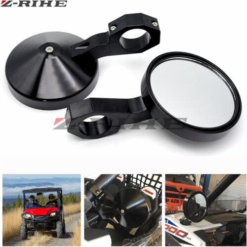4.7" Round Billet Side Rear View Mirrors 2" Clamp for Can am Commander Maverick for Polaris RZR XP1000 RZR900 XP 4 UTV