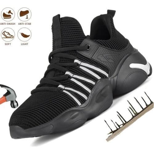 Mens Women Lightweight Breathable Safety Shoes Puncture-Proof Steel Toe Indestructible Boot Protection Outdoor Working Shoes