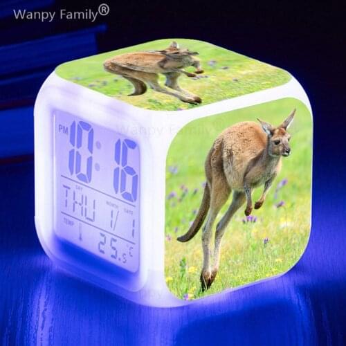 2020 New Kangaroo Alarm Clock 7 Color LED Glowing Digital Alarm Clock Kids room Night Light Electronic Watches For kids gifts