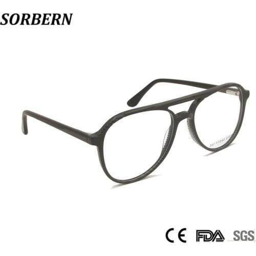 Acetate Mens Pilot Eyeglasses Frames Men Women Vintage Retro Optical Glasses Clear Lens Myopia Spectacles Eyewear Oculos