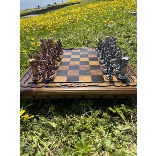 Metal Stone Wooden Chess Set, Elegant Chess Set, Chess Set, Chess Set, Wooden Chess Set, Handmade Wooden Chess Set, Mothers Day