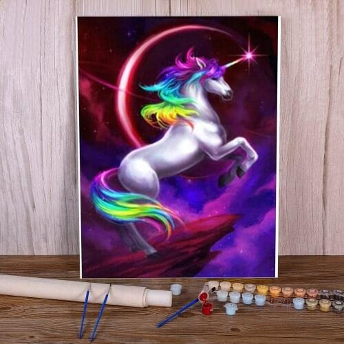 Animal Unicorn Paint By Numbers Complete Kit Acrylic Paints 50*70 Painting On Canvas Handmade For Handicraft