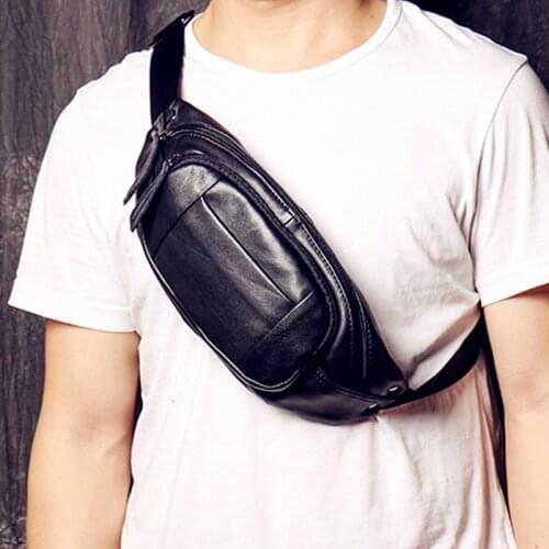 2021 New Cowhide Mens Chest Bag Leather Waist Pack Casual Joker Messenger Bag Large Capacity Mobile Phone Bags Genuine Leather