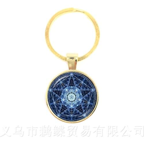 New Supernatural Pentagram Glass Keychains Gothic Pendant Satanism Evil Occult Pentacle Jewelry Pagan Charm Gift