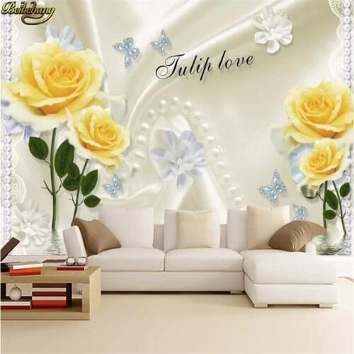 Beibehang Custom Photo Mural Wallpaper 3D Rose Floral Drops Background Wall Papers Home Decor Living Room TV Wall paper Painting
