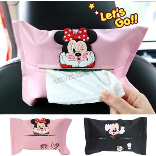 Disney Mickey Mouse Car Tissue Holder Car Tissue Box Car Accessories Car Sun Visor Tissue Box Auto Interior Storage Decoration
