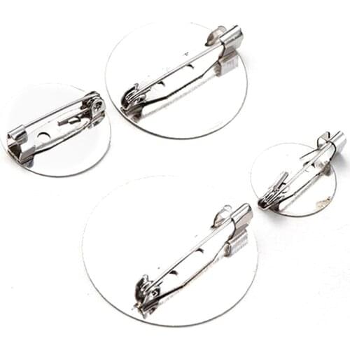 50PCs 20mm Brooch Base Back Bar Pins Findings Jewelry Making Clip Safty Catch Findings Pin Back DIY Craft Brooch